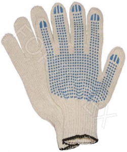Фото перчатки рабочие перчатки рабочие с пвх белые 7,5 класс (6-нитка) ООО Форинтекс